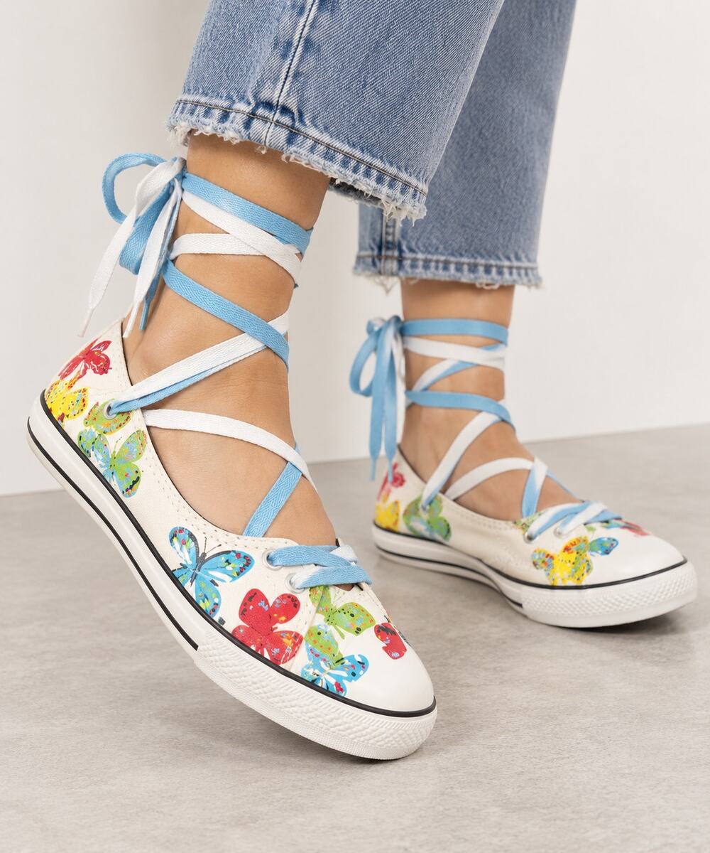 Converse All Star Butterfly Lace Up Ballet Sneakers Shoes Womens Size 8 Y2K